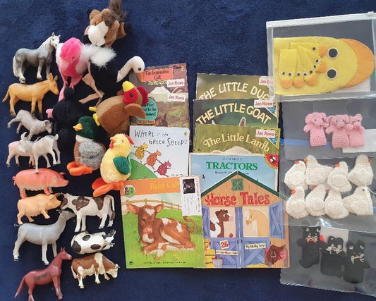 FARM SET 1:  X12 animal figurines  X5 Farm Puppets