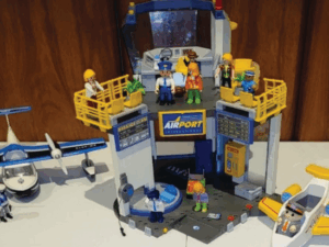 huge airport, planes x 2 and pilots, crew, passengers and cases and loads of accessories.